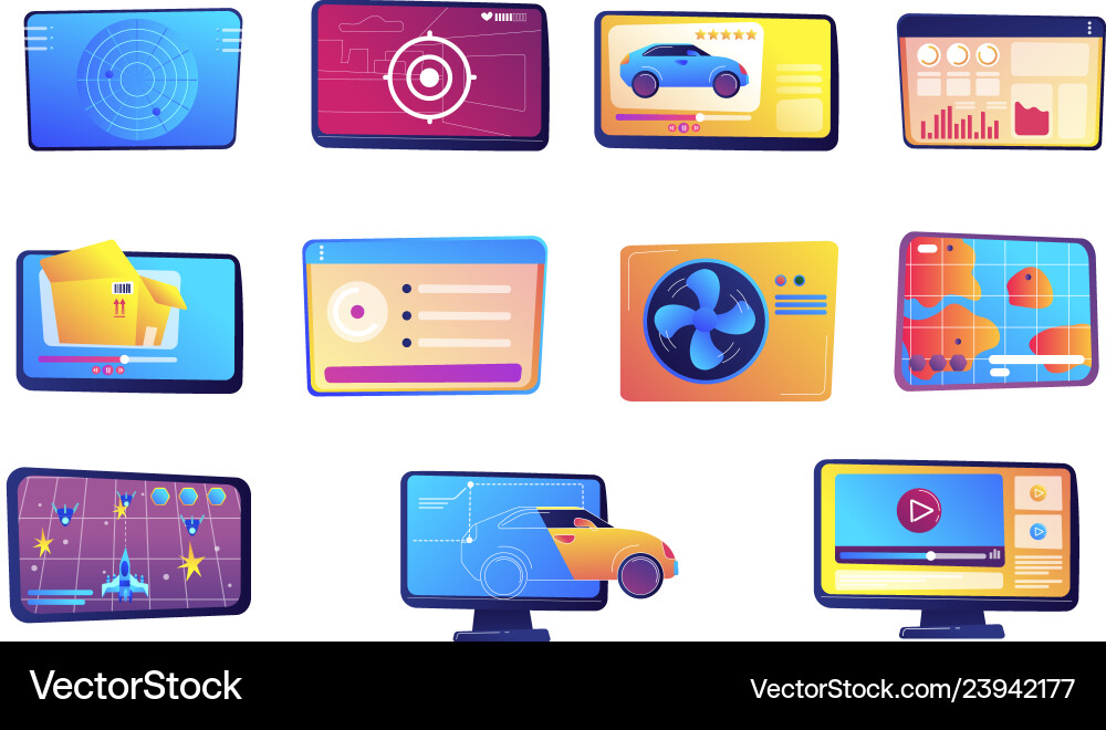 Tablet and computer set Tablet and computer set Vector Image