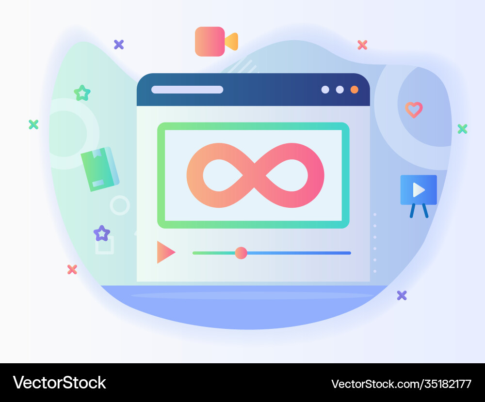 Unlimited icon view video course on computer Unlimited icon view video course on computer vector image