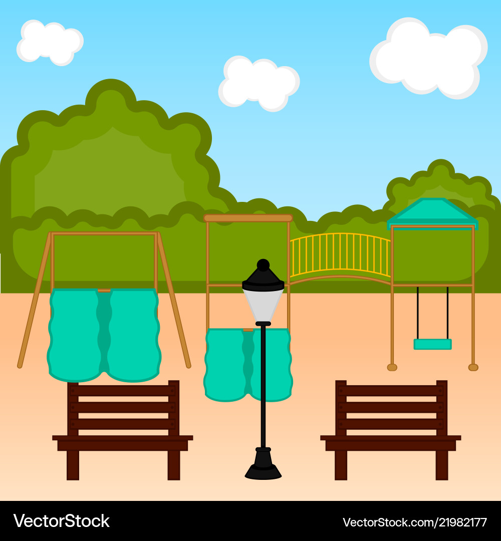View of a playground with slides vector image