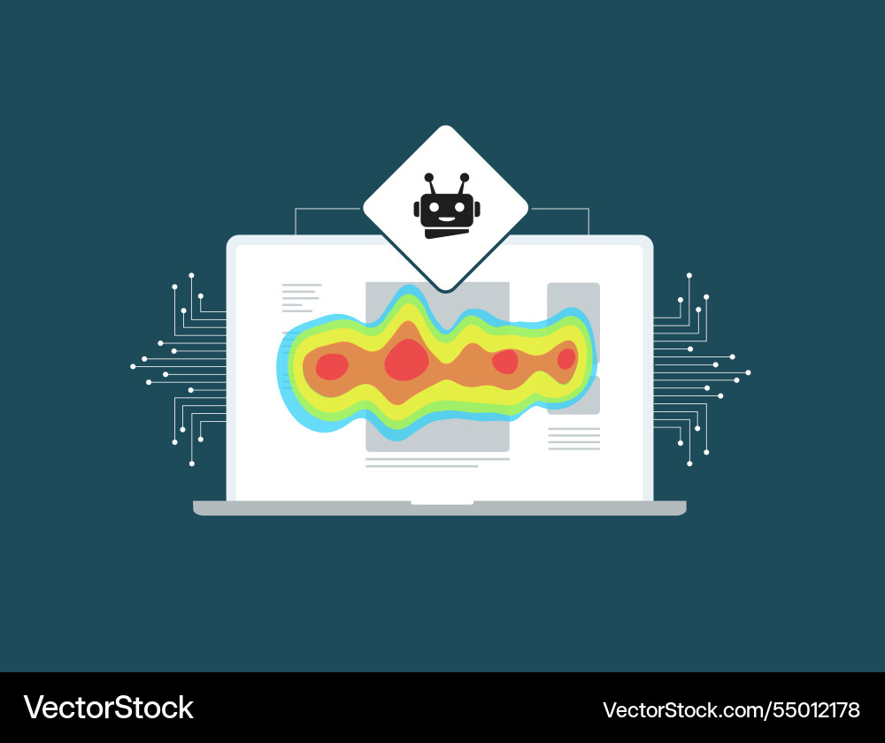 Ai-powered website heatmap analysis analyze Ai-powered website heatmap analysis analyze Vector Image