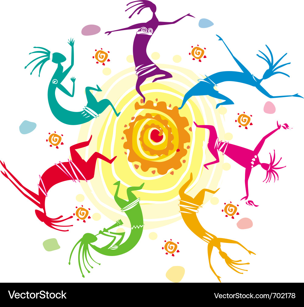 Colorful Figures Dancing in a Circle vector image