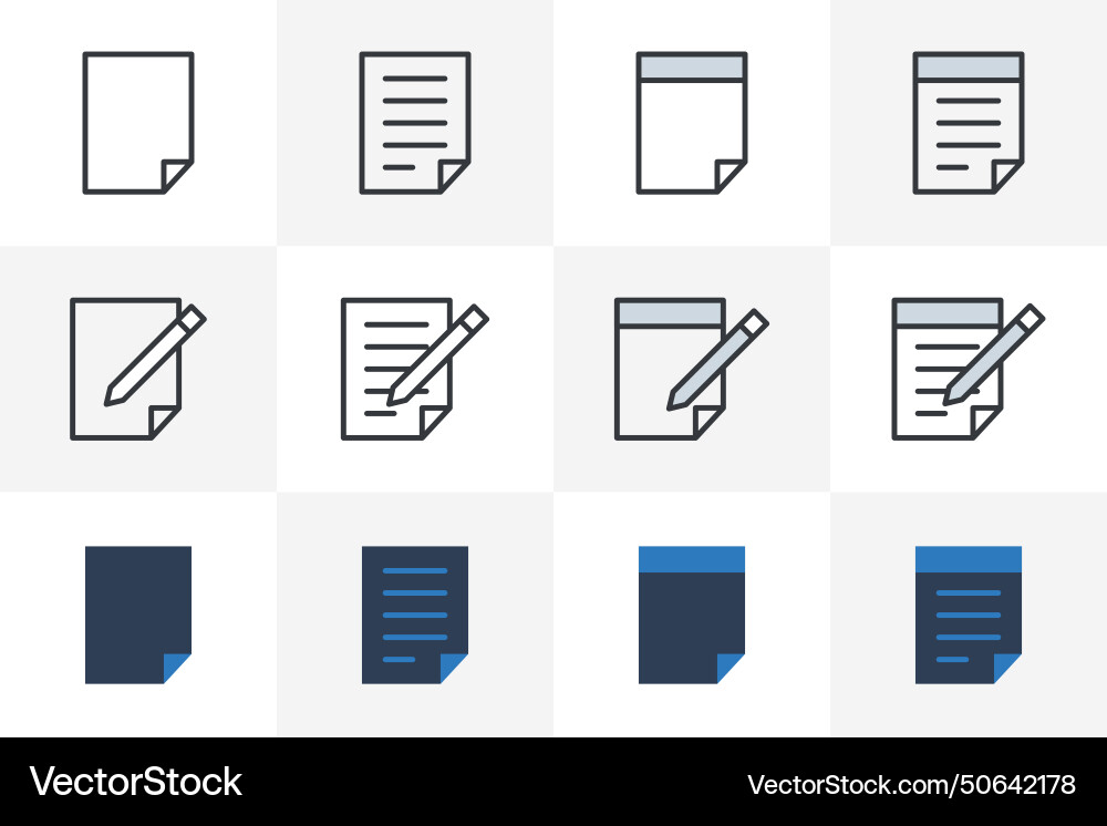 Document icon set notepad symbol vector image
