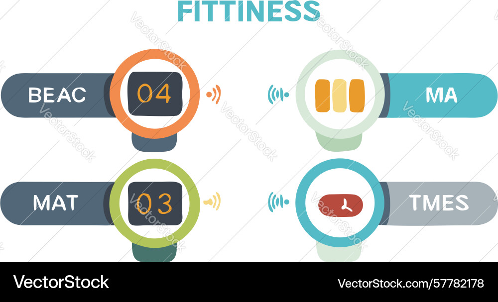 Fitness routine elements with icons symbolizing Vector Image