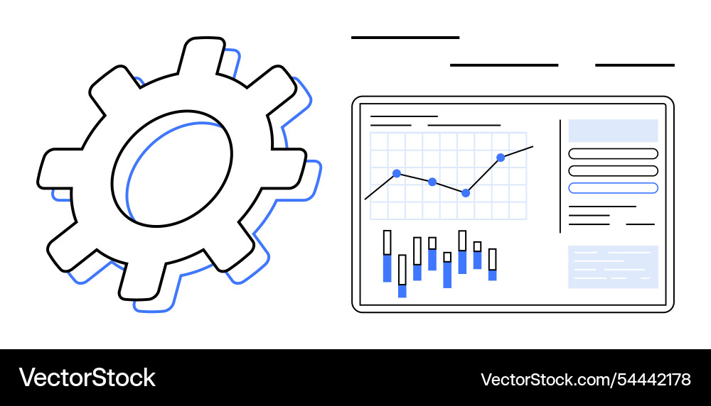 Gear and data analytics dashboard representing Gear and data analytics dashboard representing vector image