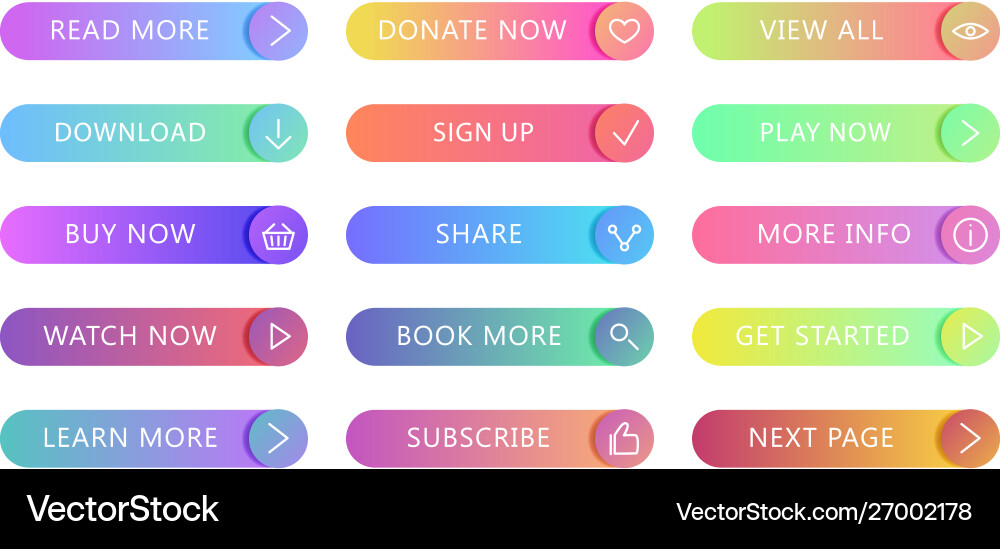 Gradient buttons flat design web and ui Gradient buttons flat design web and ui Vector Image