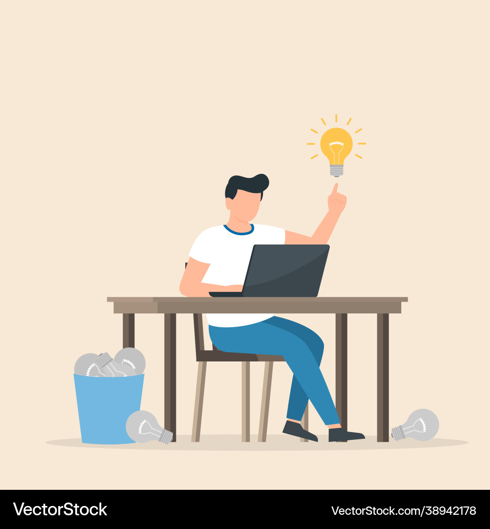 Man with Idea - Pointing Up vector image