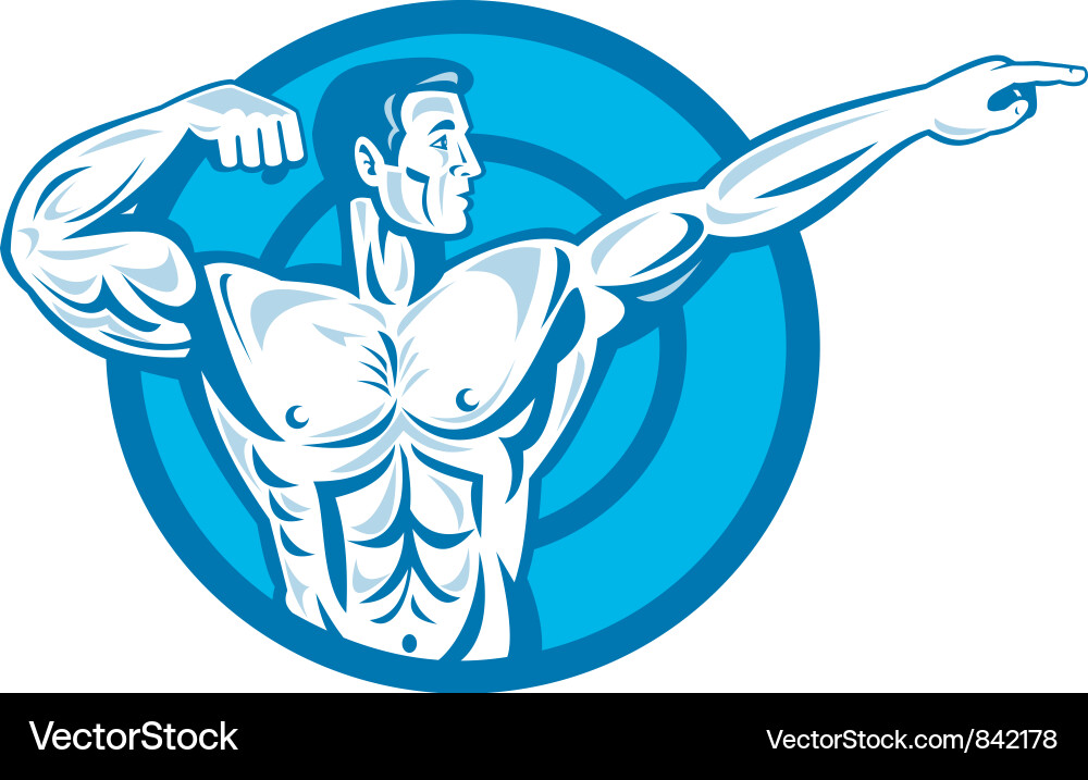 Muscular Man Flexing Side View Vector Image