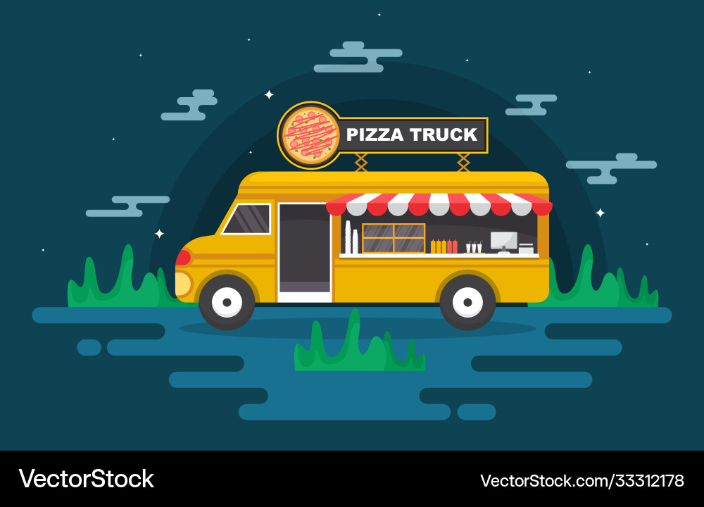 Pizza fast food truck van car vehicle street shop Pizza fast food truck van car vehicle street shop vector image