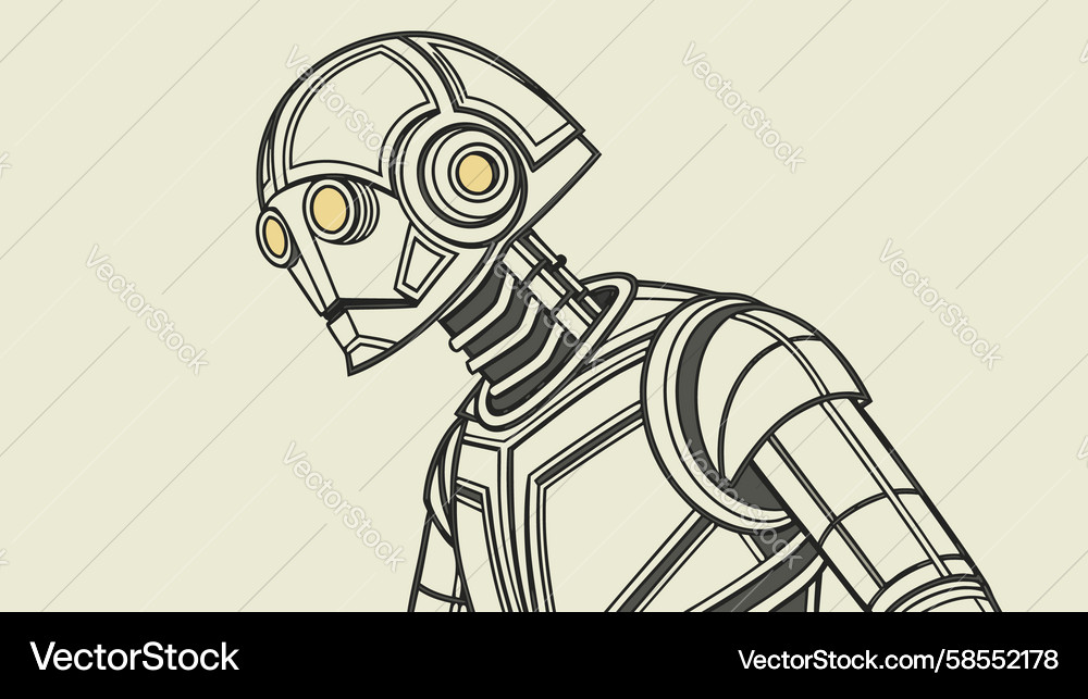 Retro Robot Head - Profile View Vector Image