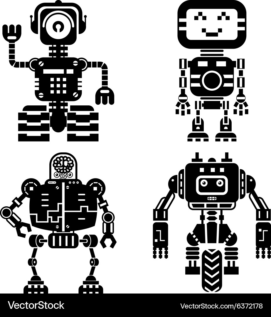 Robot Icon Set - AI & Robotics vector image