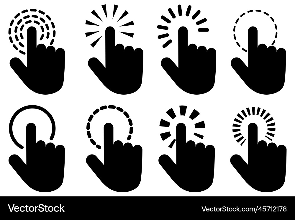 Set fingers cursors computer interface digital Set fingers cursors computer interface digital Vector Image