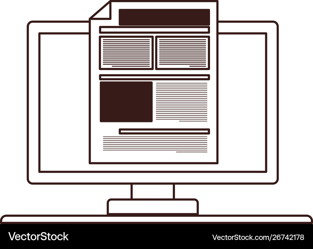 Set icons with computer screen in white vector image