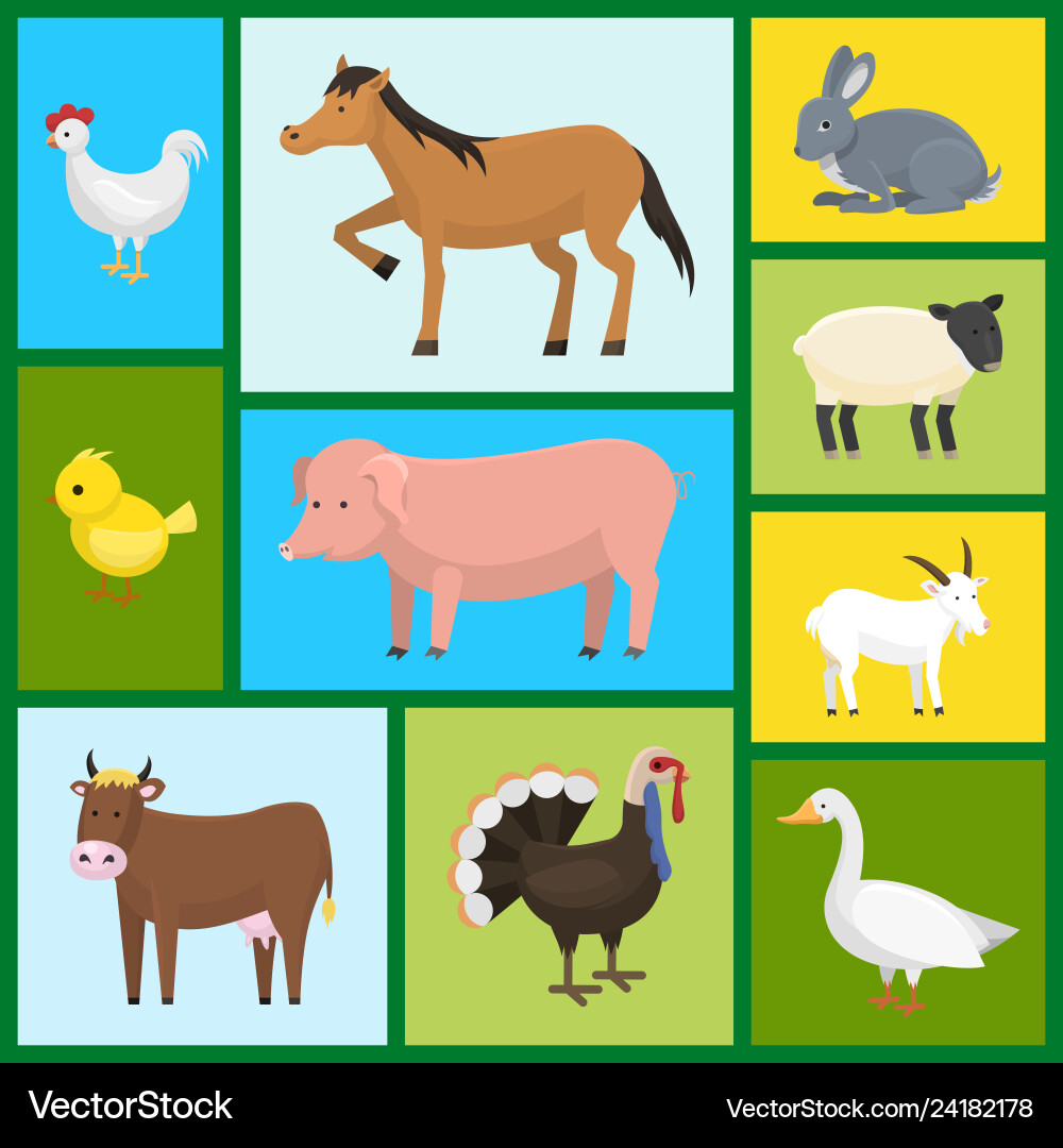 Set of farm domestic animals seamless pattern Set of farm domestic animals seamless pattern vector image