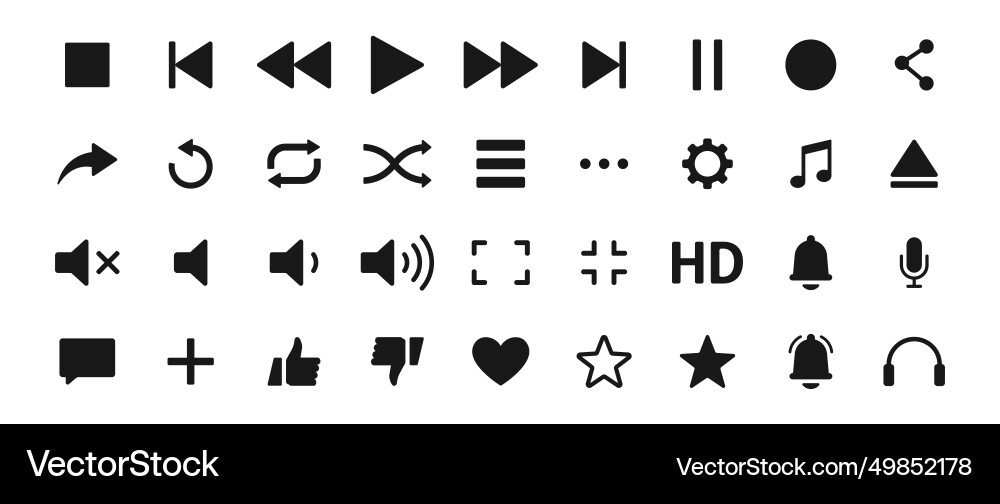 Set of media player icons music interface design Set of media player icons music interface design Vector Image