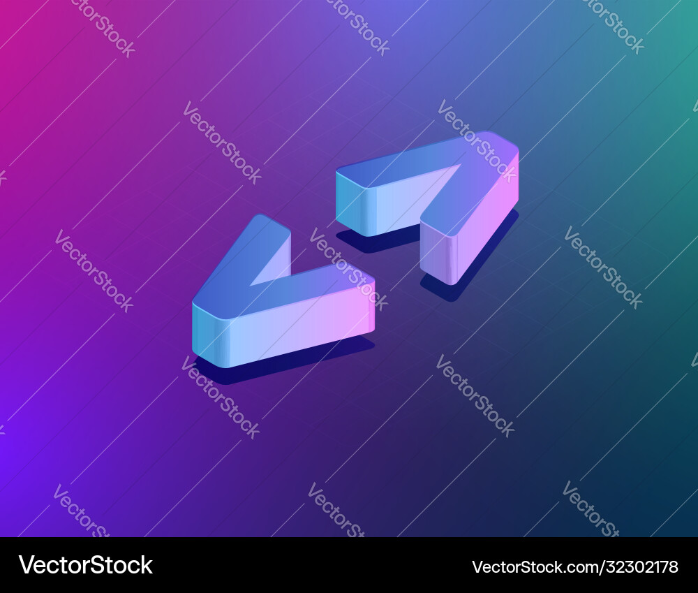Three dee tech font guillemets character isometric Vector Image
