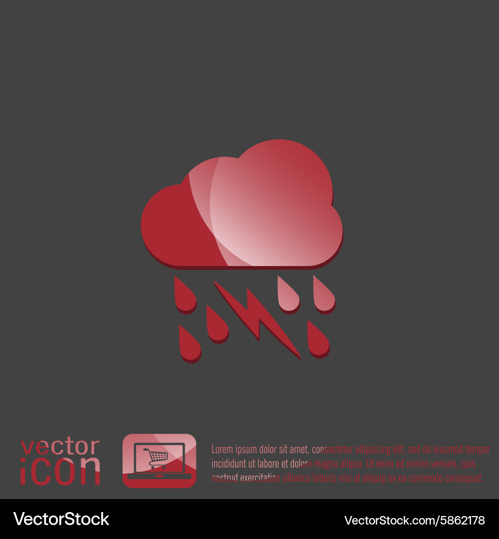 Weather icon cloud rain lightning sign Royalty Free Vector