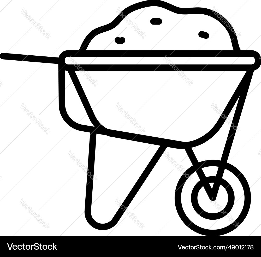 Wheelbarrow line icon garden trolley Wheelbarrow line icon garden trolley vector image