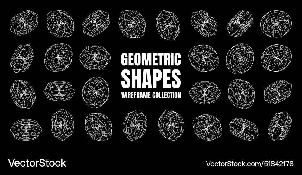 Wireframe lined shapes perspective mesh 3d grid Wireframe lined shapes perspective mesh 3d grid Vector Image