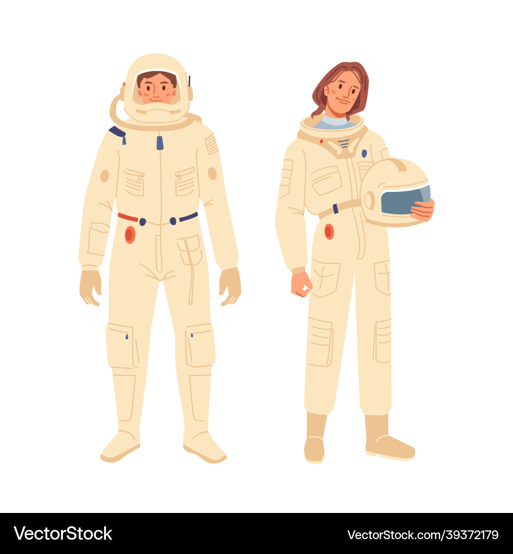 Astronauts in Spacesuits Vector Image