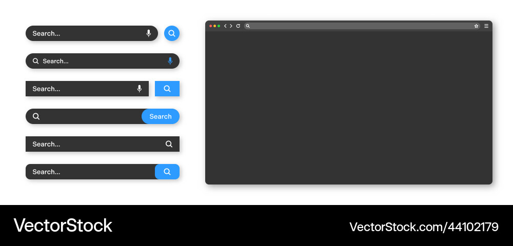 Blank internet browser window with various search Blank internet browser window with various search vector image