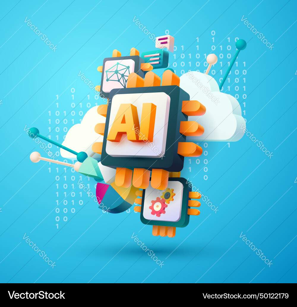 Conceptual 3d of artificial intelligence vector image
