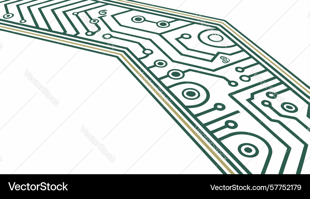 Corner circuit board design with intricate paths vector image