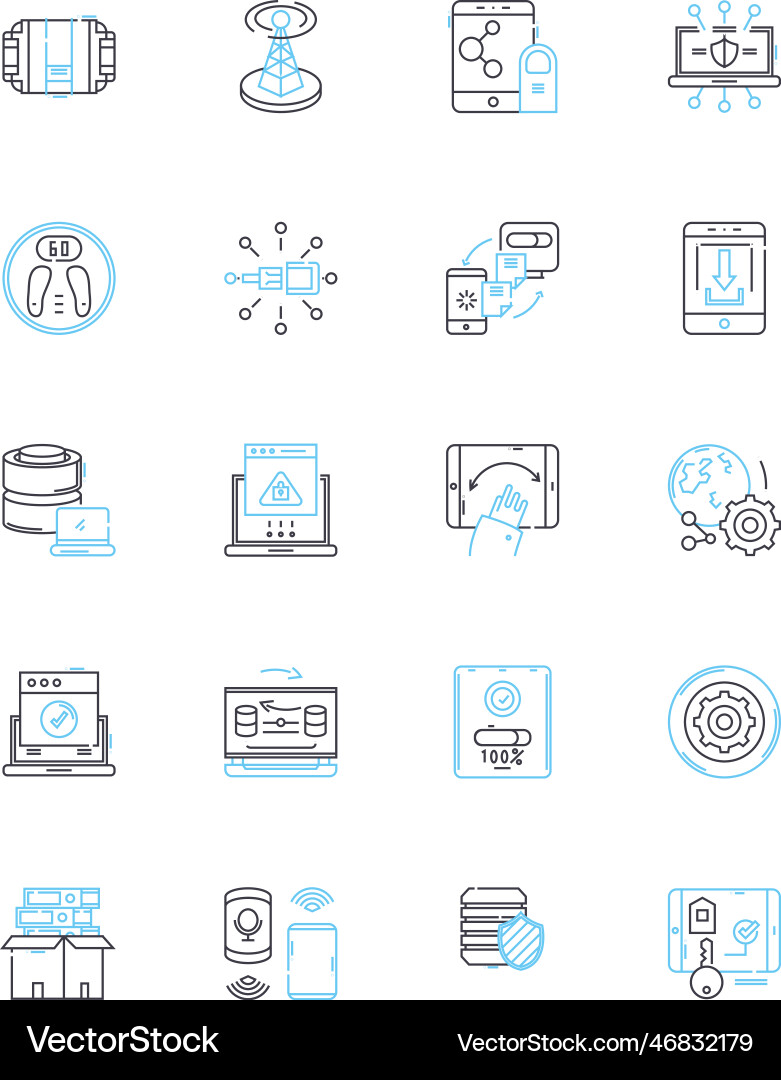 Cyber security linear icons set encryption vector image