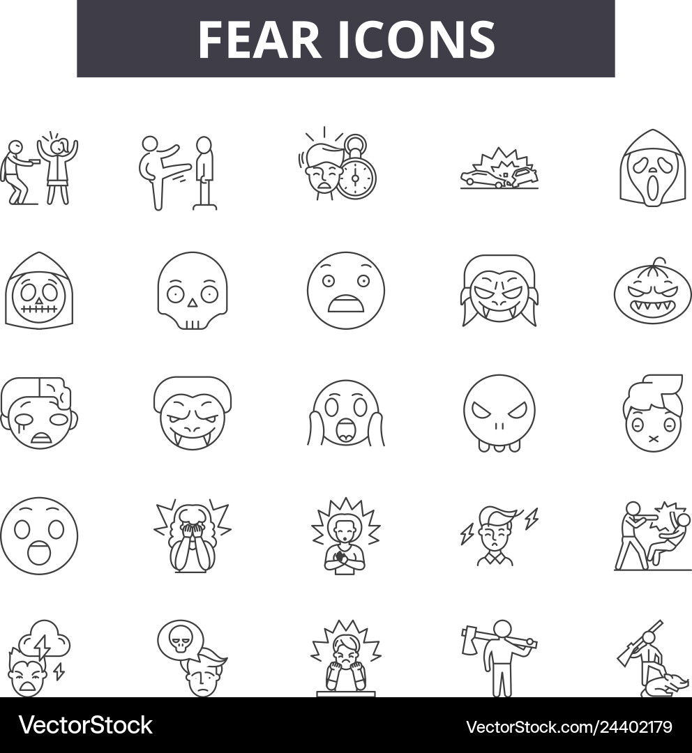 Fear line icons for web and mobile design Fear line icons for web and mobile design Vector Image