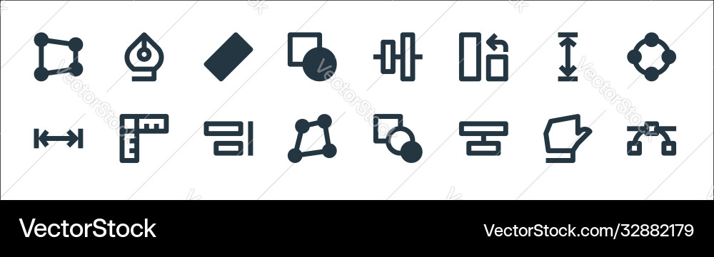 Graphic design line icons linear set quality Graphic design line icons linear set quality vector image