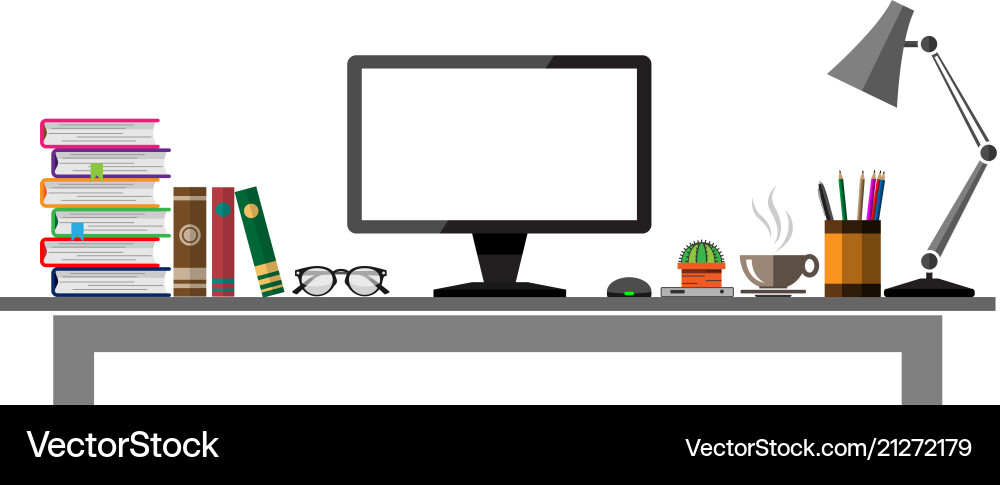 Office table front view design Vector Image