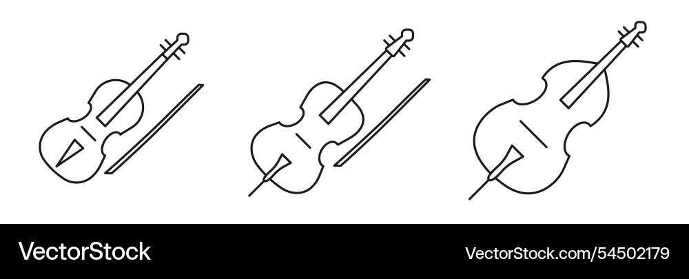 Set of symphonic string musical instruments Set of symphonic string musical instruments vector image