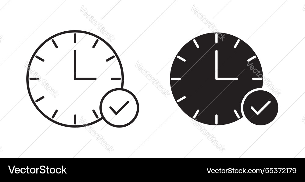 Time check icon set in thin line for web Vector Image