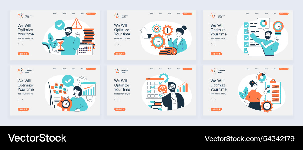 Time management concept of landing page with slide Time management concept of landing page with slide vector image