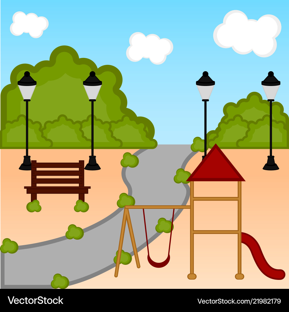View of a playground with slides vector image