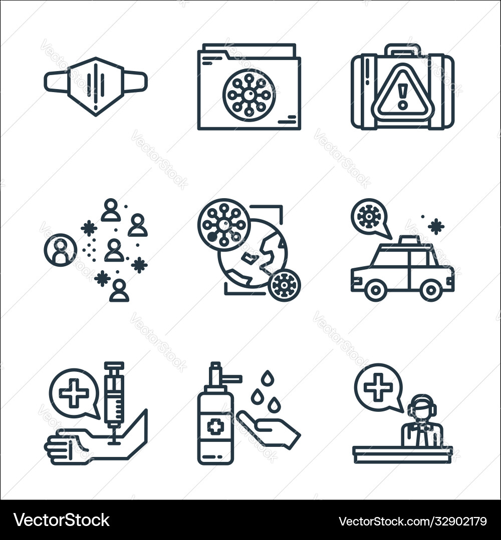 Virus line icons linear set quality Virus line icons linear set quality vector image