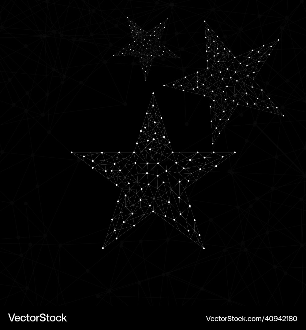Abstract glowing stars with polygon line and dots Vector Image