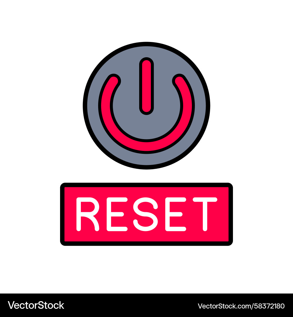 Bold Reset Button with Power Symbol Vector Image