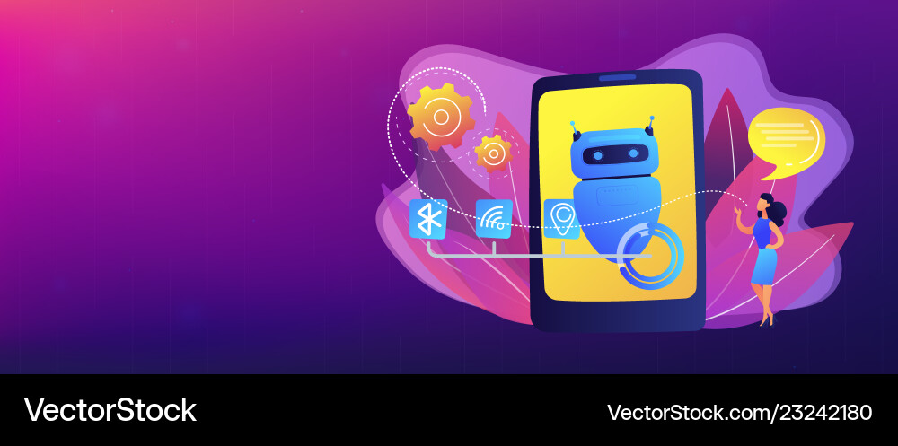 Chatbot virtual assistant via messaging concept Chatbot virtual assistant via messaging concept vector image