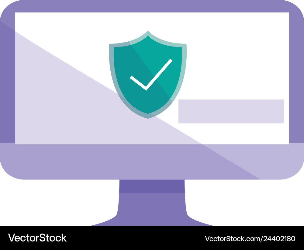 Computer desktop with shield Vector Image