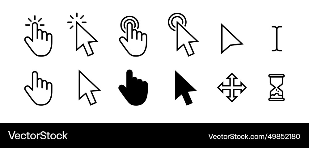 Computer Maus klicken Cursor graue Pfeilsymbole gesetzt Computer Maus klicken Cursor graue Pfeilsymbole gesetzt vektorbild