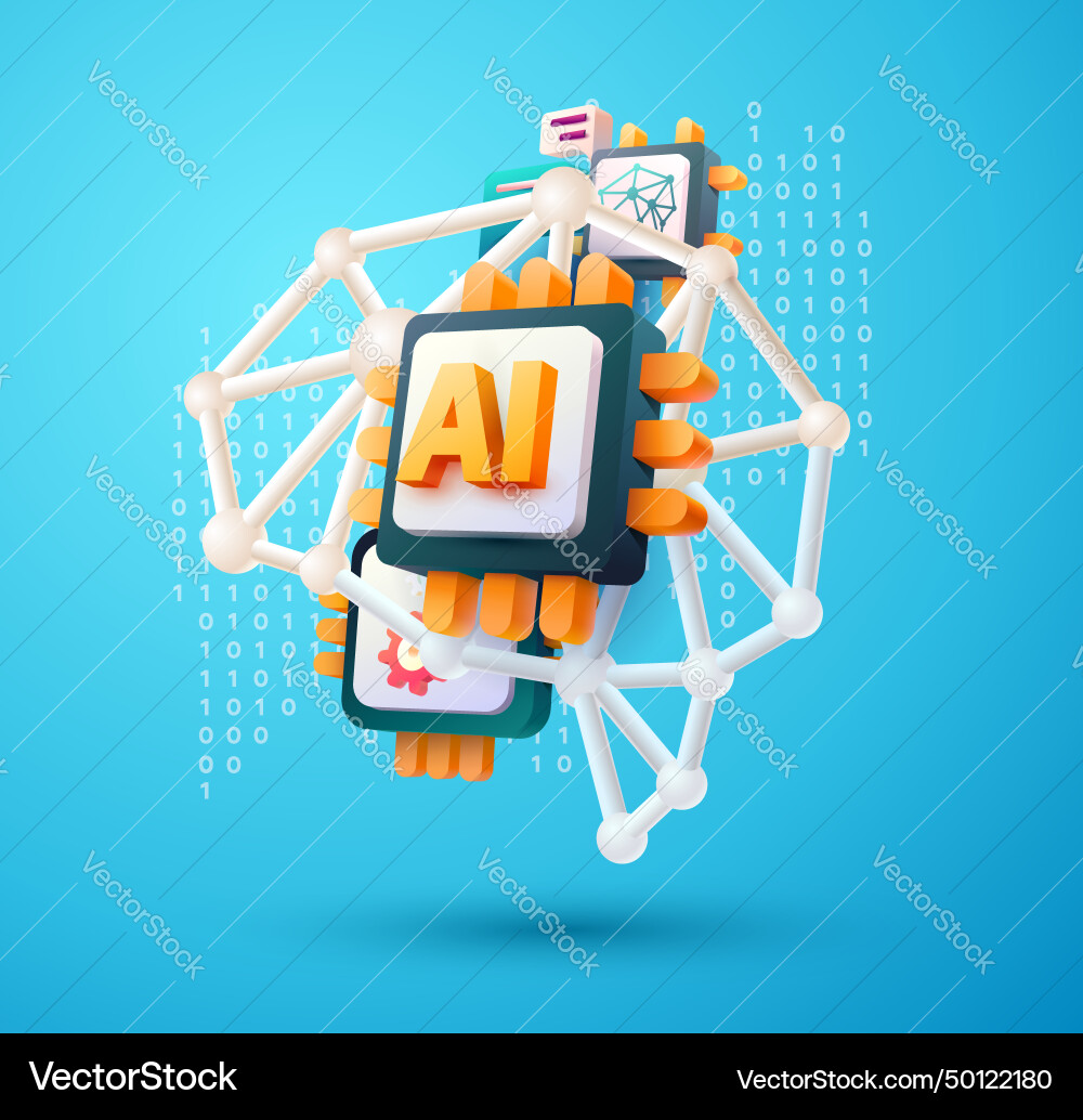 Conceptual 3d of artificial intelligence Conceptual 3d of artificial intelligence vector image