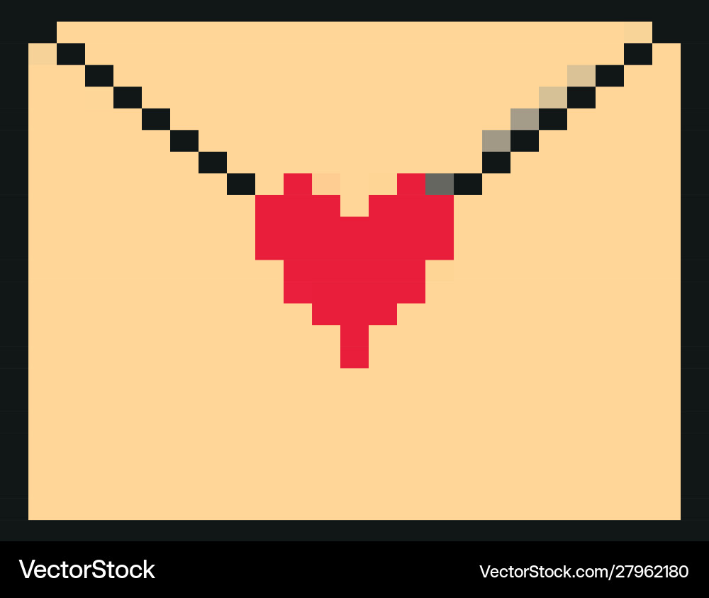 Envelope with heart 8 bits pixelated style icon vector image