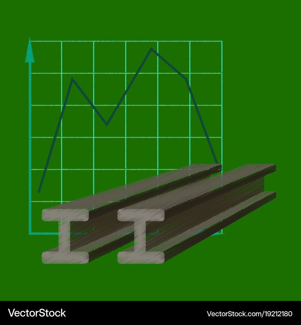 Flat shading style icon falling graph vector image
