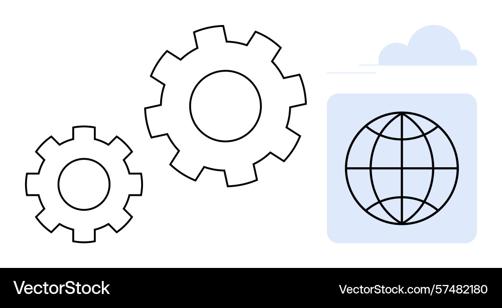Gears and global connection concept with cloud Gears and global connection concept with cloud vector image