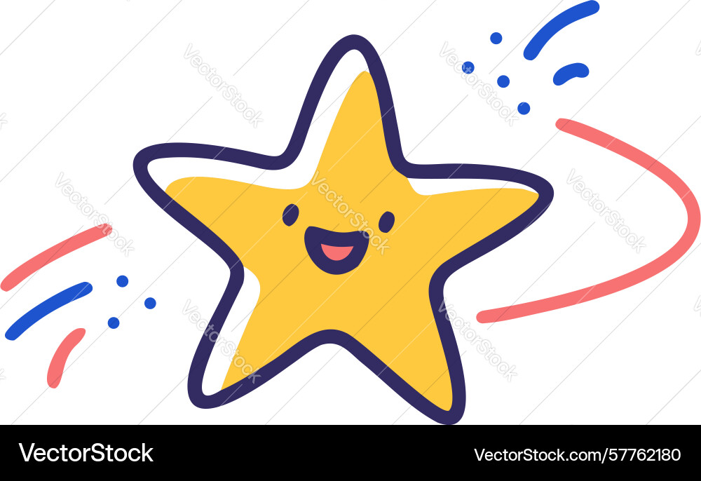 Happy smiling star character with motion lines Vector Image