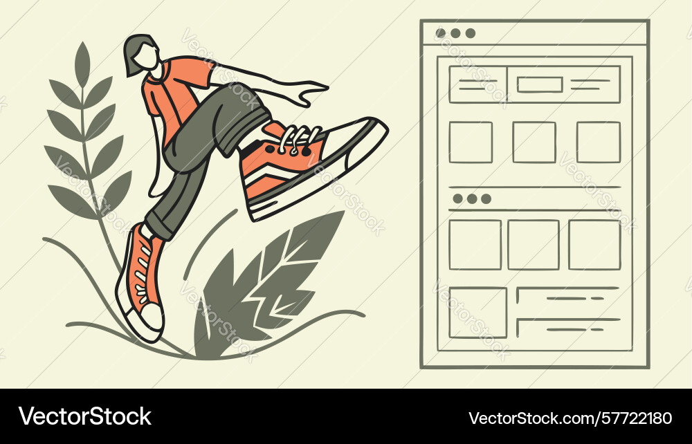 Leichtathletik Laufen und interagieren mit ui Formen vektorbild