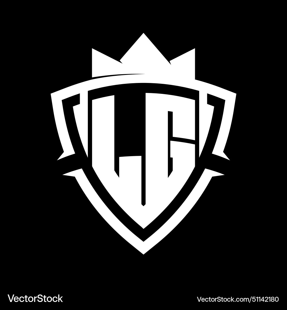 Lg letter monogram with triangle curve shield Vector Image