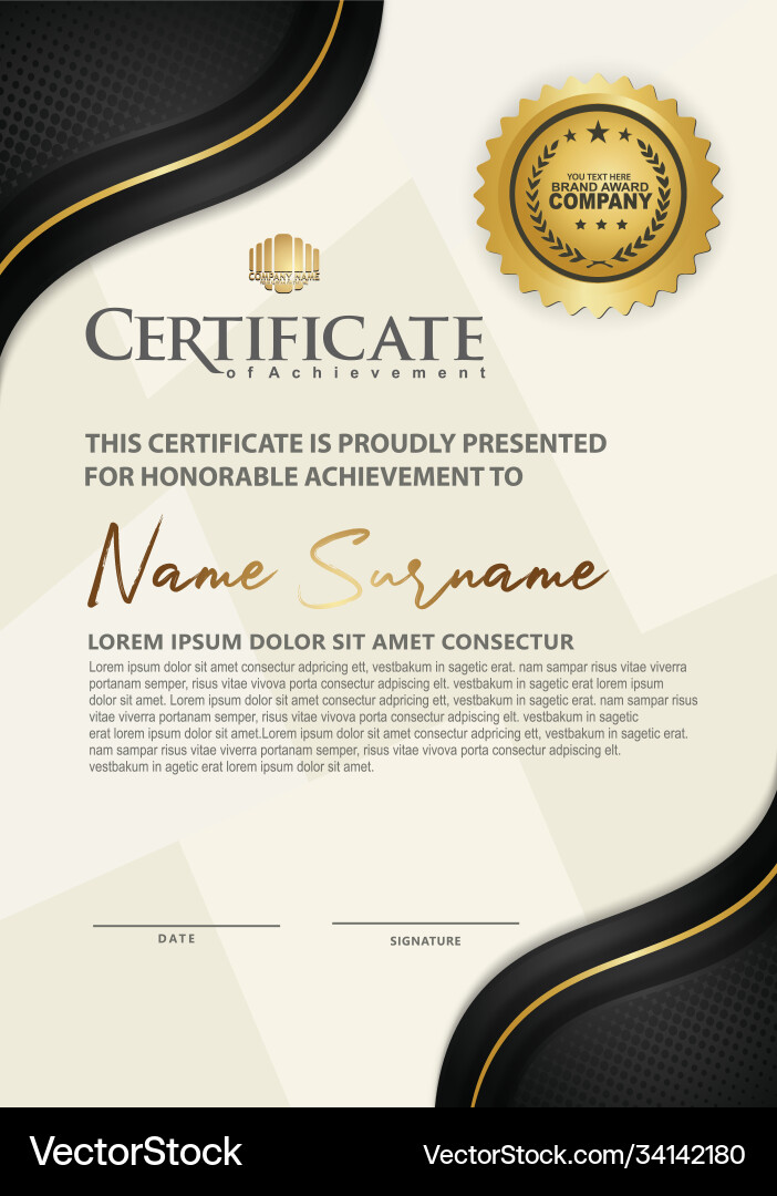 Luxury vertical modern certificate template – Free Vector | VectorStock