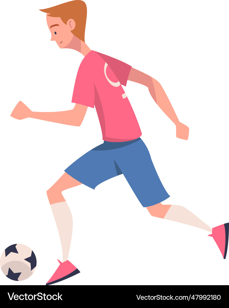 Mann Fußballer in rosa Jersey Fußball spielen Mann Fußballer in rosa Jersey Fußball spielen vektorbild