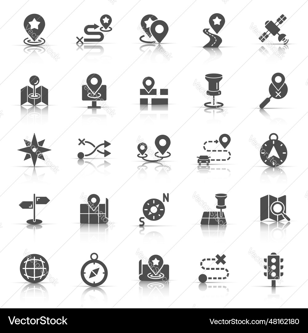 Navigation icon set in flat style gps direction Navigation icon set in flat style gps direction vector image